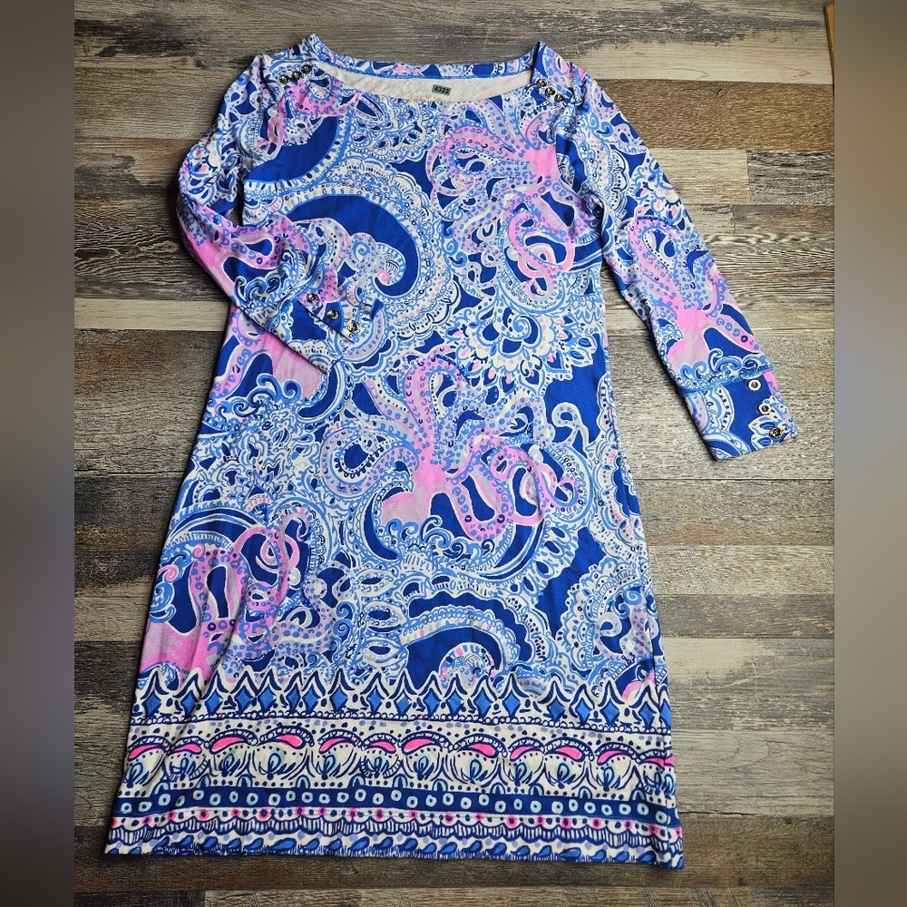 Lilly Pulitzer Sophie Dresw Blue Grotto Legga Sea Size XS Style 000655 - Picture 2 of 13